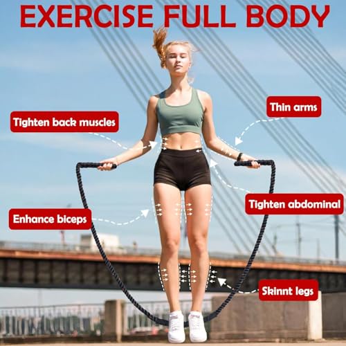 Weighted Jump Rope for Fitness - 1.5LB Black Skipping Rope
