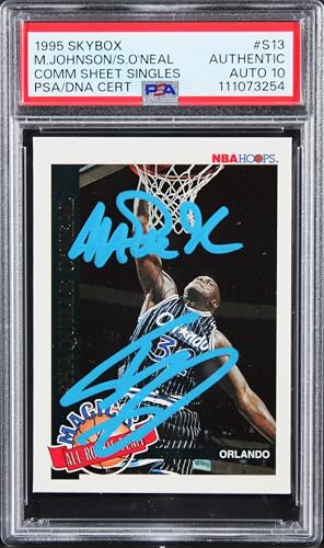 Magic Johnson & Shaquille O'Neal Signed 1995 Skybox Card - Gem Mint 10