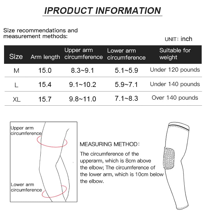 Elbow Compression Sleeve with Padding - Large White - 2 Pack