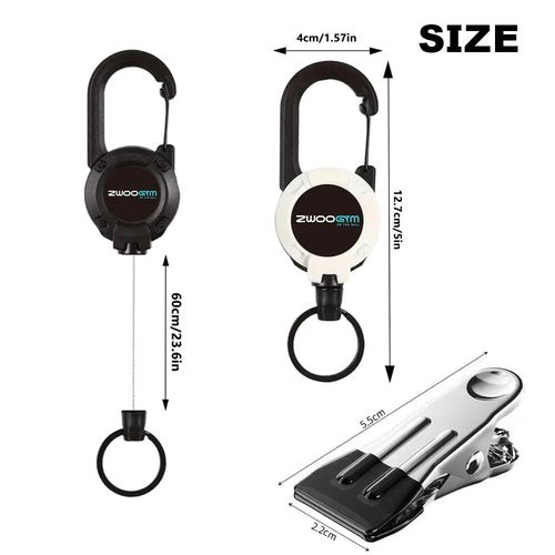 ZWOOGYM Never Lose Your Golf Headcover Retractable Clips, Your Will not be Losing Your Club Covers,Golf Club Accessories for Men and Women (Black*2)
