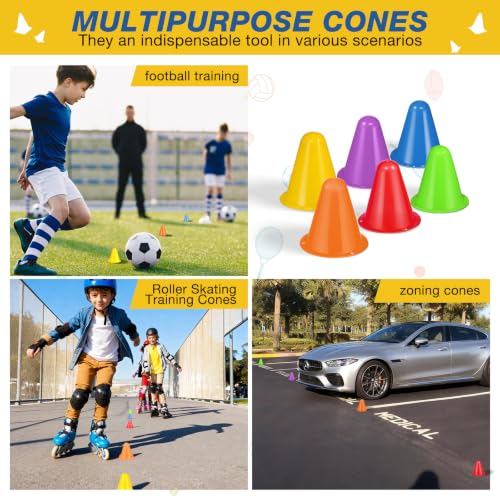 24 Pack Mini Cones - 3.15 Inch Sports Training Kit - Colors
