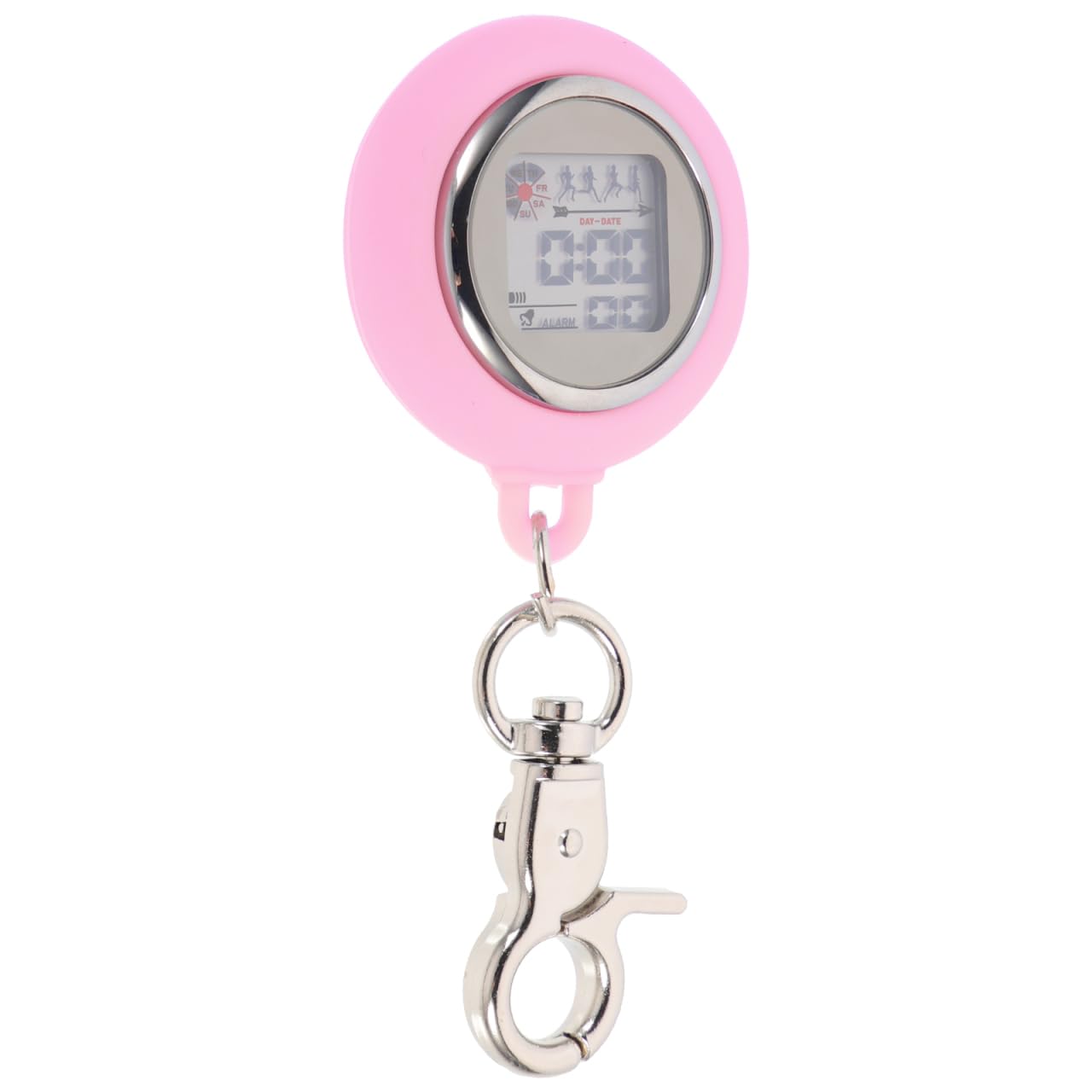 Didiseaon Electronic Nurse Table Digital Pocket Watch with Stopwatch Timer Night Light Calendar Alarm Clip Chest Watch Alloy Pink 3.74 Inch for Home Use
