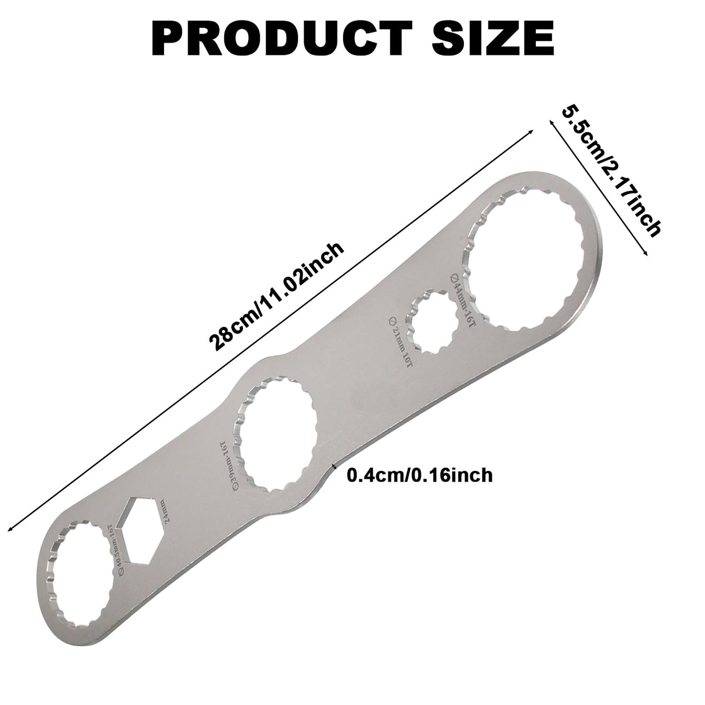 Utoolmart Multi - function Bottom Bracket Wrench, Stainless Steel Bottom Bracket Removal Install Wrench, Suitable for BB wrench 39 40.5 44mm outer diameter, 16 Notch