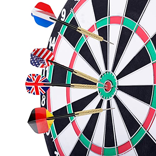 12-Piece Professional Steel Tip Darts Set - 18g Metal Darts with Extra Shafts & Flights