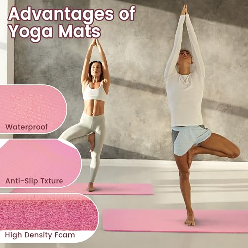 Extra Thick 1/2-Inch Yoga Mat - Anti-Tear, Non-Slip, Pearly Pink