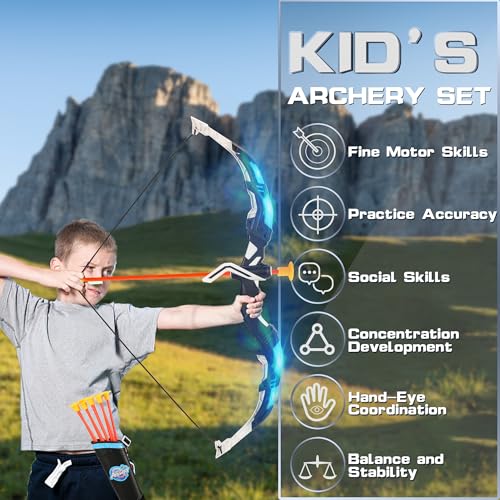 LED Light Up Bow and Arrow Set for Kids - 2-Pack with 20 Arrows