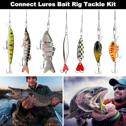 50Pcs Stainless Steel Fishing Wire Leaders with Swivels & Snaps - Black