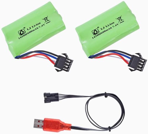 CBB 7.4V 600mAh Li-Ion Rechargeable Battery - Includes SM-4P Plug & Charger Cable for Airsoft Guns