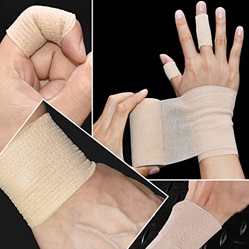 6pcs Self-Adherent Bandage Wraps - 1/2in x 5 Yards - Black