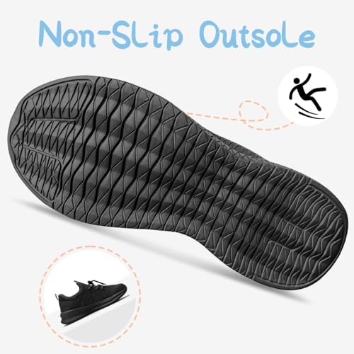 CDLHHM Kids Running Shoes for Boys and Girls - Black, Size 3 Big Kid, Lightweight Mesh Sneakers with Non-Slip Sole, Breathable Athletic Shoes
