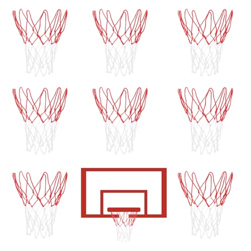 Mini Basketball Nets Replacement - 8 Pcs for 8-10.25" Rims - White Red