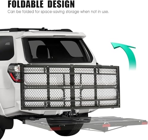 Folding Hitch Cargo Carrier - 60x24x14 Inch, 500 lbs Capacity