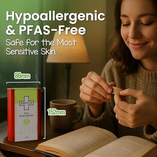 Patch Hypoallergenic Bamboo Bandages Assorted Sizes 77 ct – Latex Free First Aid Kit