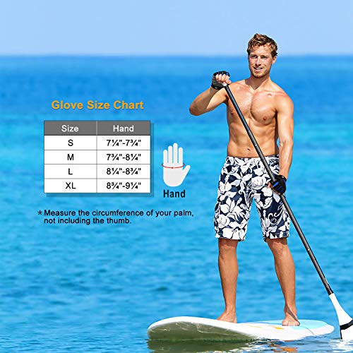 Half Finger Padded Palm Gloves for Water Sports - Blue, Medium