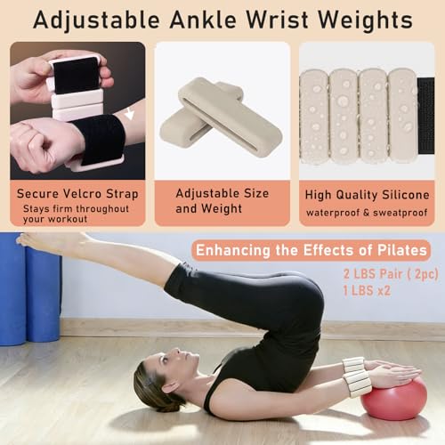 Pilates Ring Kit with Adjustable Weights & Resistance Bands - Beige