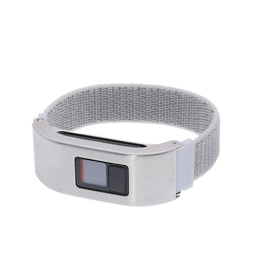 Leiou Woven Nylon Strap Compatible with vivofit 3/jr/jr2 Replacement Band Sport Mesh Watchband with Silver Metal Case (Seashell, S/4.8"-6.8")