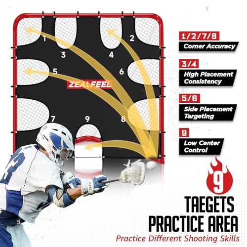 Lacrosse Goal with 9-Zone Target - 6x6x7 Ft Heavy-Duty