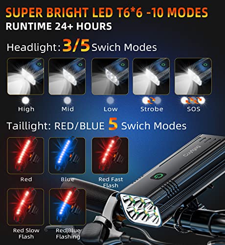 USB Rechargeable Bike Taillight with 5 Flash Modes - Red/Blue