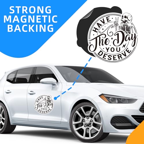 Funny Skeleton Magnetic Car Decal - Motivational Black & White