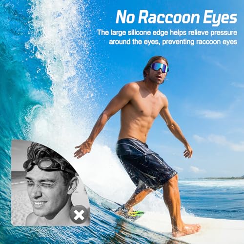 KOMETRA 2 Pack Adult Frameless Anti-Fog UV Swim Goggles with Clear & Tinted Lenses - Black & Blue/ Silver Variants