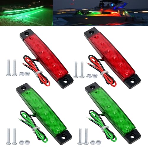Boat Navigation Lights - LED Stern Lights for Boats, 4PCS Red & Green
