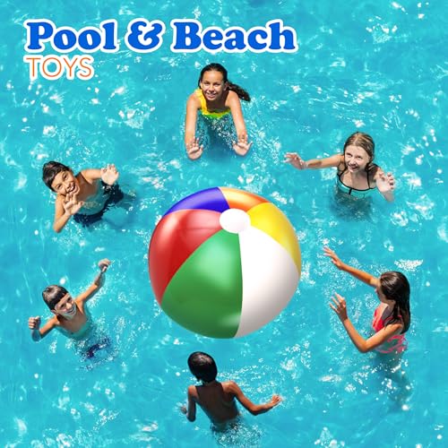 4E's Novelty Beach Balls [3 Pack] 20" Inflatable for Kids - Pool