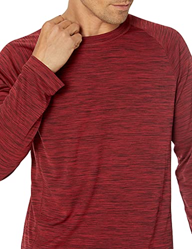 Men's Long-Sleeve Quick-Dry Swim Tee - UPF 50, X-Large Red Heather