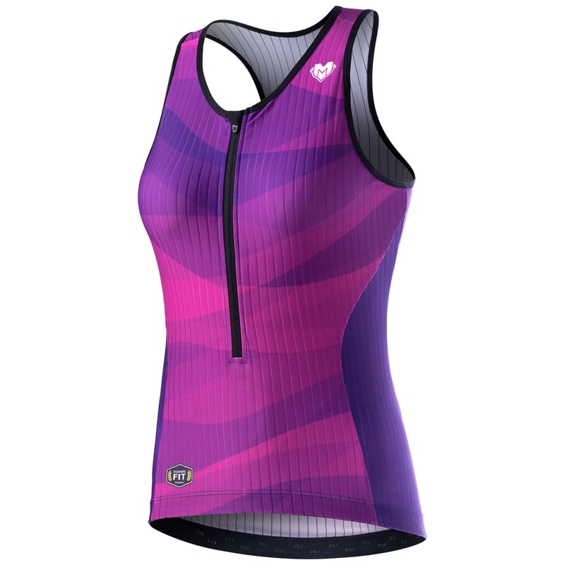 Womens Triathlon Singlet Top with Back Pockets - Racerback Performance