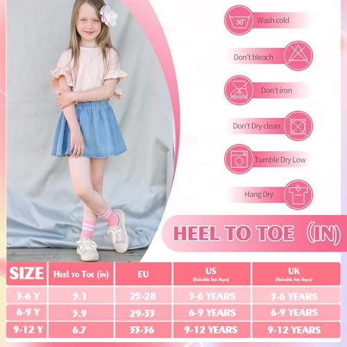 Kids Crew Athletic Socks - 6 Pairs Pink & White, Age 3-6 Years