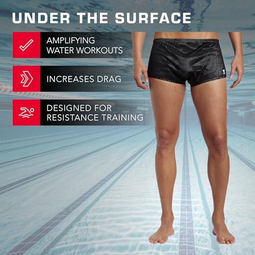 Men's Poly Mesh Resistance Swim Shorts - Square Leg Workout Trunks