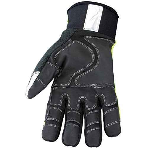 Youngstown Glove Hi-Visibility Waterproof Thinsulate Winter Work Gloves for Men- Windproof, Insulated, Synthetic - Green/Gray