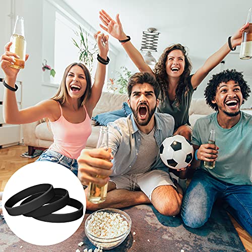 12-Piece Solid Silicone Rubber Wristbands - Blank Bracelets - Black