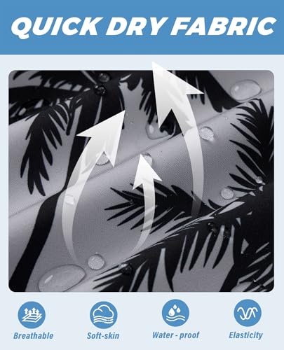 Gleeease Men's 9 Inch Swim Trunks with Compression Liner - X-Large Gradient Palm Tree