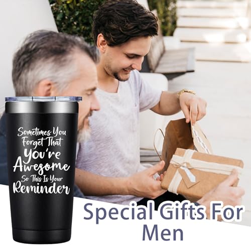 Black 20oz Inspirational Tumbler for Men - Motivational Gift & Double Wall Insulated Mug