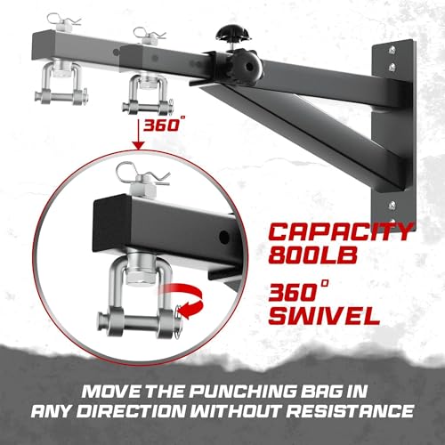 Yes4All Adjustable Wall Mount Punching Bag Hanger with Swivel Chain & Snap Hooks