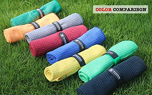 Microfiber Golf Towel with Carabiner Clip - Black/Grey/Red