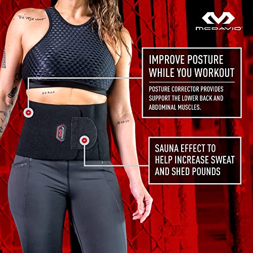 Women’s Waist Trimmer Belt with Support & Posture Correction, Black, One Size