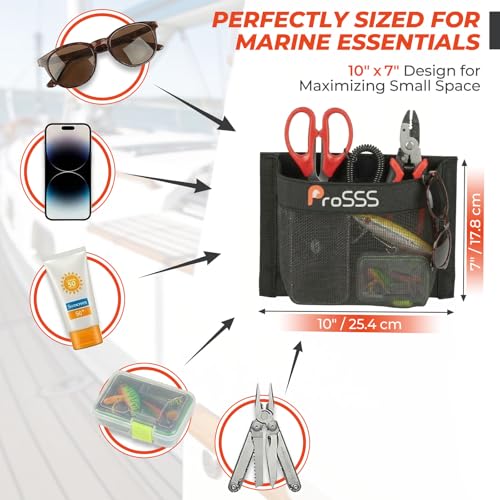 1PC Boat 10"*7" Self-Adhesive Storage Mesh Bag,Marine Organizer for