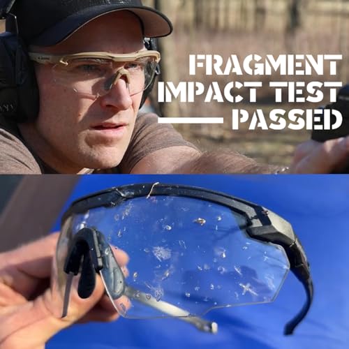 Ballistic Tactical Shooting Glasses - ANSI Z87+ UV400 - Black Clear