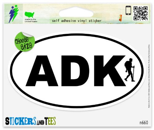Adirondack Hiker Vinyl Car Bumper Sticker - 5" x 3"