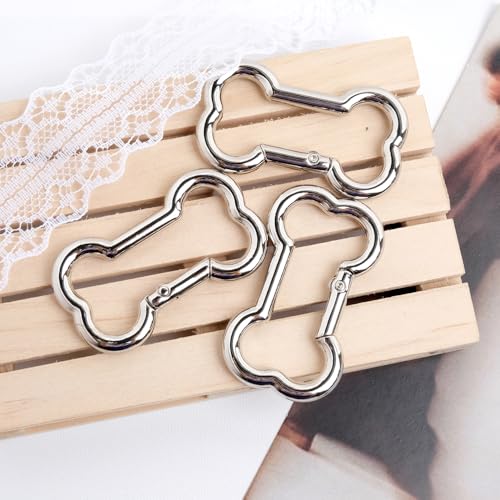 Silver Bone-Shaped Alloy Spring Trigger Snap Buckles 10 Pcs for Dog Collars & Bags