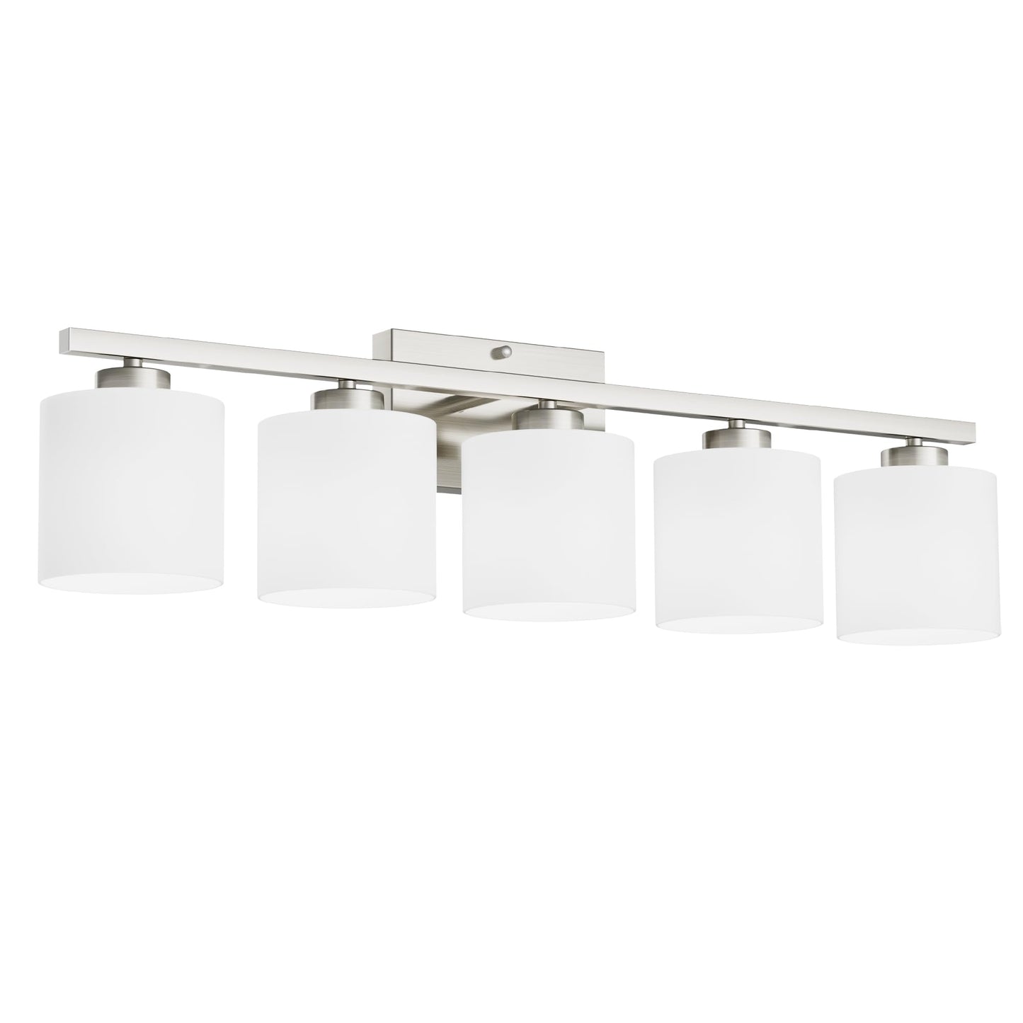 Honesorn Modern Vanity Lights - 5-Light Bathroom Fixture with Frosted Shade & Anti-Rust Nickel Finish