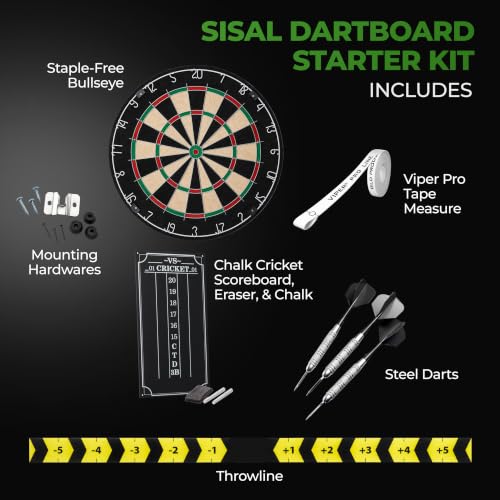 Dartboard Starter Set - Regulation Steel Tip Bristle with Scoreboard