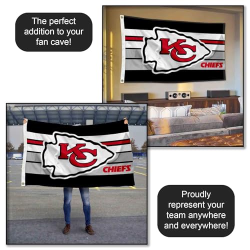 Kansas City Chiefs 3x5 Retro Stripes Flag - Officially Licensed Team Banner