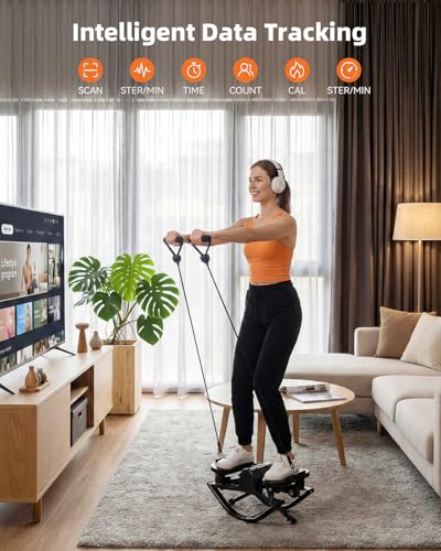 Home Fitness Stepper with Resistance Bands - Pink