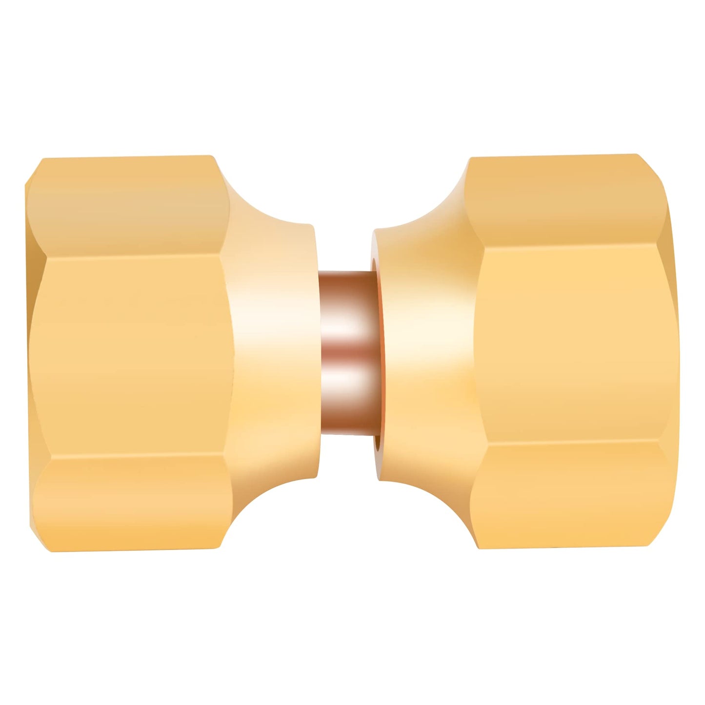 Breezliy 2pcs 1/4 Inch Female Flare x 1/4 Inch Femal Flare Brass Adapter for fuel, oil, air, liquid petroleum (LP) and natural gas lines connections