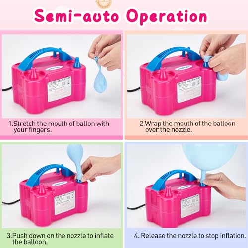 Electric Balloon Pump - 110V 600W Dual Nozzle Inflator for Parties