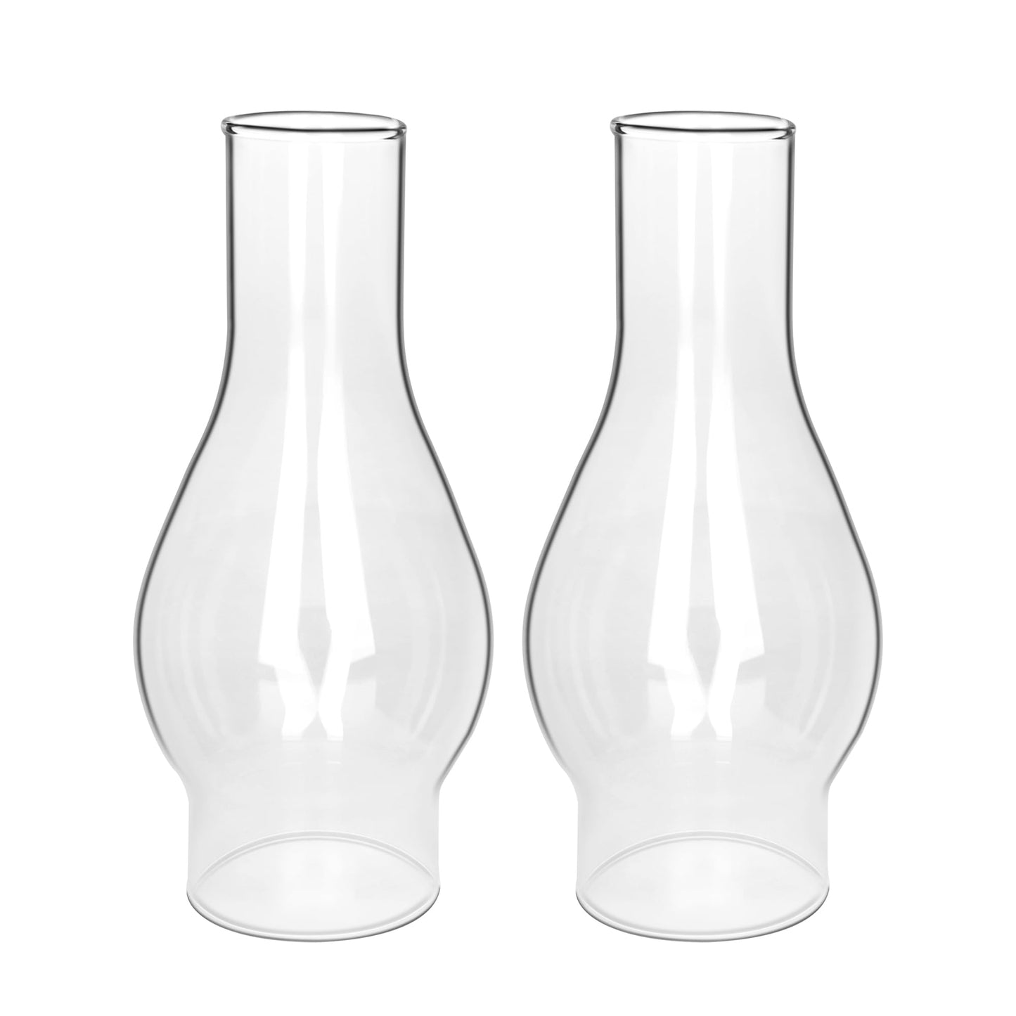 Oil Lamp Chimney Replacement – 2 1/8 Inch Base x 6.5 Inch Height Clear Glass Globe for Vintage Kerosene Lamps, Hurricane Lamp Shade & Parts（2 Pack）