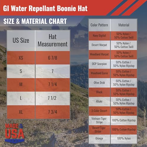 US Military Surplus GI Water Repellent Boonie Hat, Made in USA, 7 1/2 OCOP Scorpion