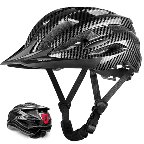 XIFENGRID Adult Bike Helmet Men Women with USB Rechargeable LED Rear Light - Carbon Black